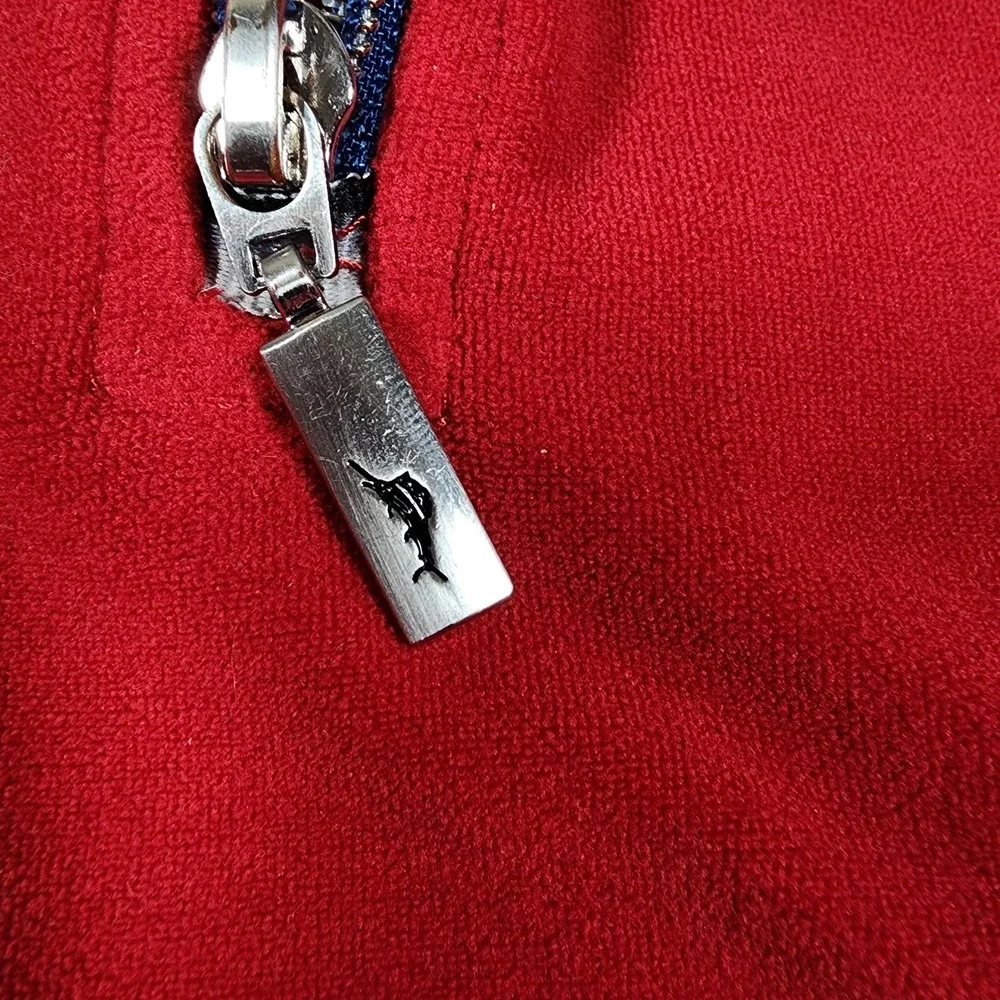 Tommy Bahama Sweater Mens Extra Large Red Paradise Tech Half Zip Stretch Marlin‎